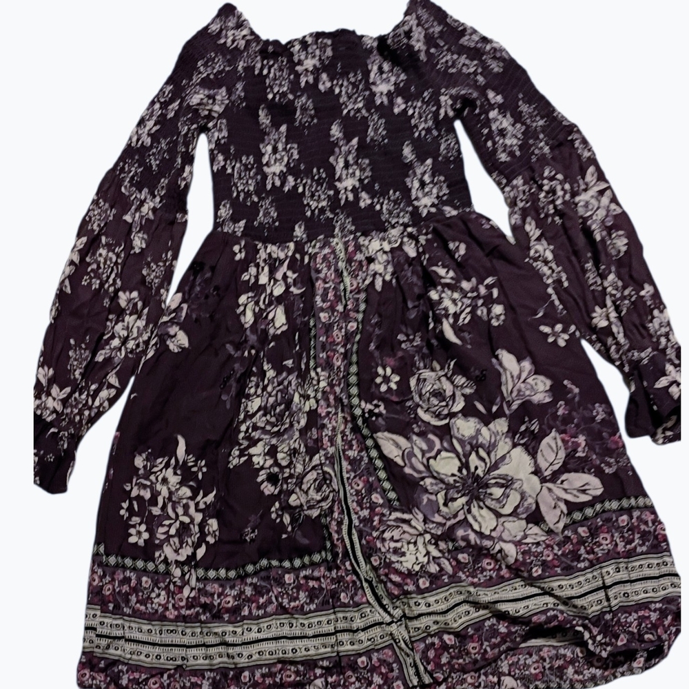 Altar'd State Purple Floral Dress Off Shoulder